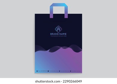 Gradient abstract horizontal shopping bag template