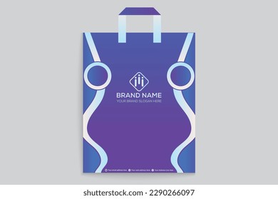 Plantilla de bolsa de compras horizontal abstracta de degradado