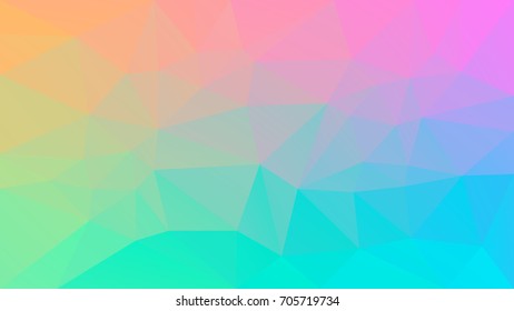 Gradient abstract horizontal triangle background. Vibrant rainbow multicolored polygonal backdrop for mobile application and web. Trendy geometric abstract banner. Corporative flyer design. Mosaic.