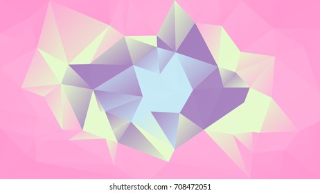 Gradient abstract horizontal triangle background. Pink, purple, blue and yellow polygonal backdrop for business presentation. Trendy geometric abstract banner. Technology concept flyer. Mosaic style.