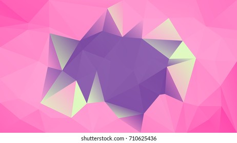 Gradient abstract horizontal triangle background. Pink, purple, blue and yellow polygonal backdrop for business presentation. Trendy geometric abstract banner. Technology concept flyer. Mosaic style.
