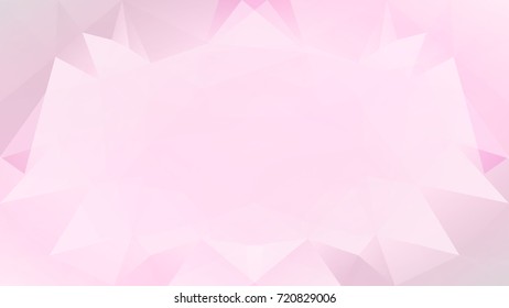 Gradient abstract horizontal triangle background. Tender pink rose polygonal backdrop for business presentation. Trendy geometric abstract banner. Technology concept flyer. Mosaic style.