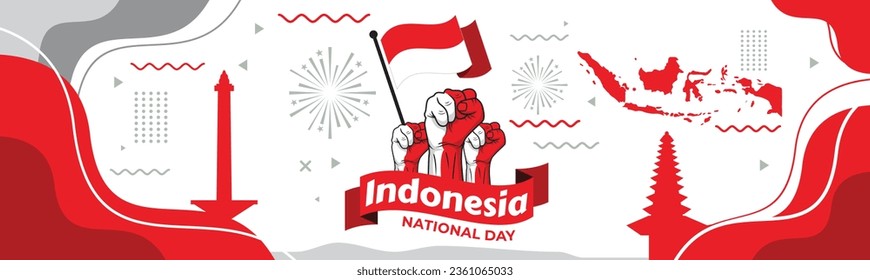 Gradient abstract indonesia independent day background

