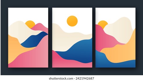 Gradient abstract landscape covers collection vector design in eps 10