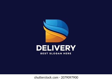 Logotipo de la letra d del resumen de degradado