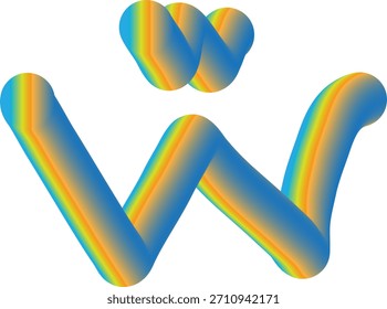 Gradient abstract letter w icon, modern digital 3d style alphabet symbol design