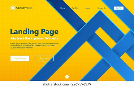 Gradient abstract line background. Landing Page. Template for websites or app. Modern color yellow and blue. Digital technology design. Colorful art element for design poster. Vector style.