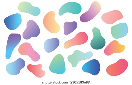 Gradient abstract liquid shapes. Abstract organic shape. modern blotch shape. Liquid basic shapes. Organic amoeba blob shape abstract colorful vector illustration. Basic stains geometric