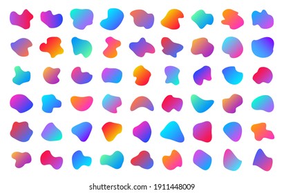 Gradient abstract liquid shapes set. Organic fluid elements. Dynamical futuristic shapes. Vector illustration.