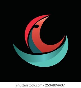 Gradiente abstracto pequeño pájaro logo Vector