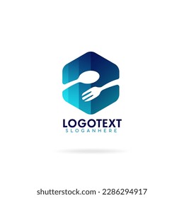 Gradient abstract logo.colorful,modern spoon and fork.vector illustration