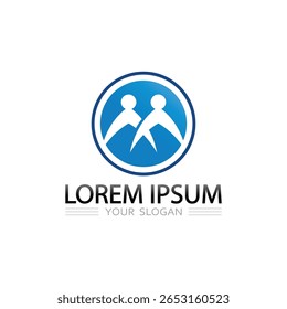 Farbverlauf Abstrakte Personen Logo Design für Gruppen Zusammenarbeit und Organisation Marke