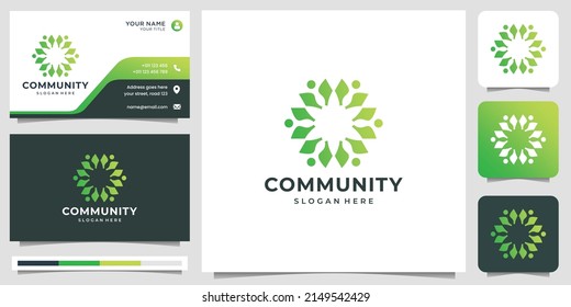 gradient abstract people together community logo template.geometric style,circular and business card
