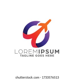 Gradient Abstract Plane Travel Logo Template