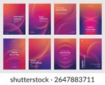 Gradient abstract poster set. Digital technology-themed posters, showcasing digital data analytics, and innovation. Set of poster templates in gradient with digital technology and data security.