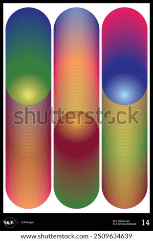 Gradient abstract poster with vibrant, cylindrical shapes and smooth transitions. Features a minimalistic, modern design perfect for contemporary decor, digital art, and high-quality prints.