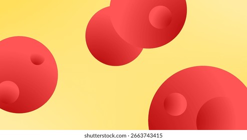 Círculos rojos Abstractas degradados sobre fondo amarillo y Espacio para texto para insertar Elementos