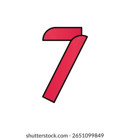 gradient abstract red number seven vector illustration