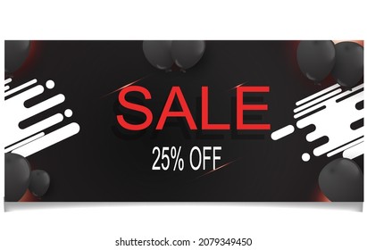 Gradient abstract sale banner with black color balloon