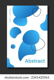 Gradient abstract shapes poster. Cover or banner with blue drops. Flyer and booklet for social media. Drop and liquid. Cartoon flat vector illustration isolated on dark background