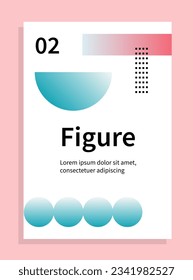 Gradient abstract shapes poster. Minimalistic shapes and blue circles, geometric figures. Fashion, trend and style. Cartoon flat vector illustration isolated on pink background