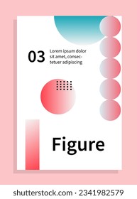 Gradient abstract shapes poster. Minimalistic shapes and pink circles, geometric figures. Template for cover or banner for website. Cartoon flat vector illustration isolated on pink background