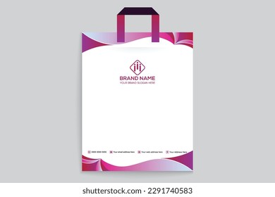 Diseño de la plantilla de la bolsa de compras abstracta de degradado