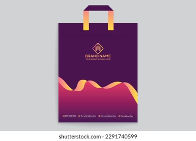 Diseño de la plantilla de la bolsa de compras abstracta de degradado