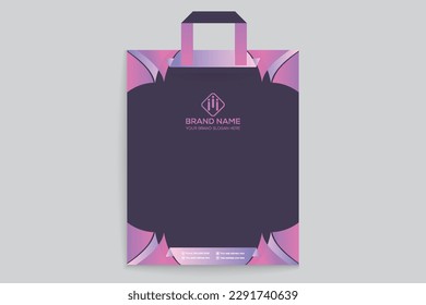 Diseño de la plantilla de la bolsa de compras abstracta de degradado