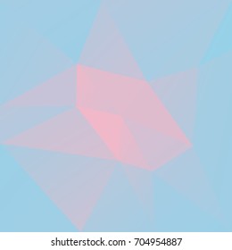 Gradient abstract square triangle background. Tender pink and blue polygonal backdrop for mobile application and web. Trendy geometric abstract banner. Technology concept flyer. Mosaic style.
