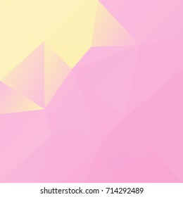 Gradient abstract square triangle background. Warm pink and yellow polygonal backdrop for mobile application and web. Trendy geometric abstract banner. Technology concept flyer. Mosaic style.