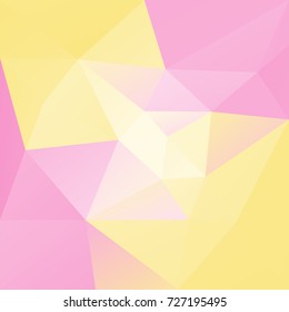 Gradient abstract square triangle background. Warm pink and yellow polygonal backdrop for mobile application and web. Trendy geometric abstract banner. Technology concept flyer. Mosaic style.