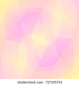 Gradient abstract square triangle background. Warm pink and yellow polygonal backdrop for mobile application and web. Trendy geometric abstract banner. Technology concept flyer. Mosaic style.