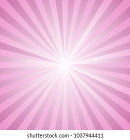 Gradient abstract star burst background - retro vector graphic design from radial striped rays in pink tones