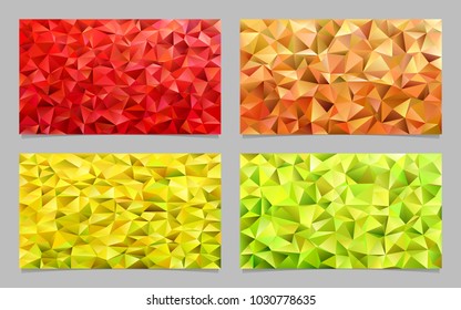 Gradient abstract triangle polygon mosaic card template background set - vector designs from colored triangles