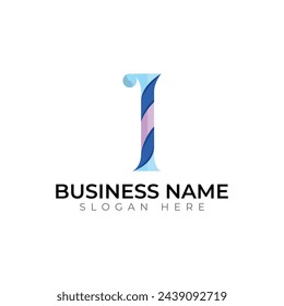 i gradient abstract vector 3dtypography letter logo
