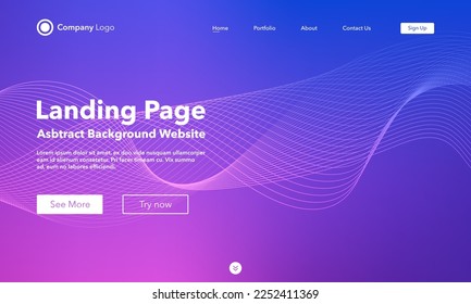 Gradient abstract wave background. Landing Page. Template for websites or apps. Modern design. Abstract vector style
