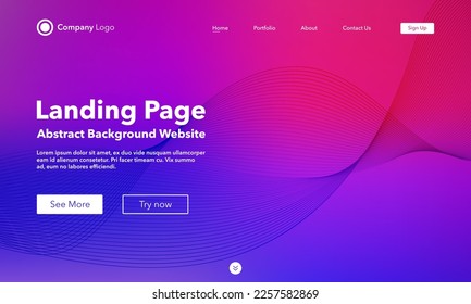 Gradient abstract wave background. Landing Page. Template for websites or apps. Modern design. Digital frequency track equalizer. Colorful shiny wave line. Curved wavy line smooth stripe. Vector style