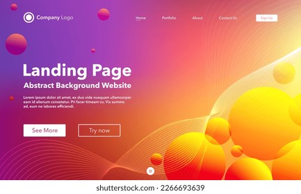 Gradient abstract wave background. Landing Page. Template for websites or apps. Modern design. Digital frequency track equalizer. Orange shiny wave line. Curved wavy line smooth stripe. Vector style