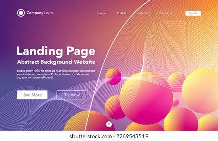 Gradient abstract wave background. Landing Page. Template for websites with bubble. Modern design. Digital track equalizer. Orange shiny wave line. Curved wavy line smooth stripe. Vector style