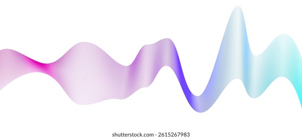 Gradient abstract wave in shades of pink, purple, and blue with smooth curves and fine contour lines on a white background, symbolizing fluidity, data, or sound flow.