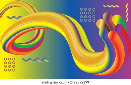 Farbverlauf abstrakt gewellt und flüssig bunt 3D-Form Hintergrund.Kreatives modernes Design, Digitale Technologie, Innovation, Geschäftskonzept