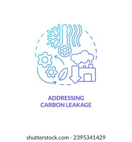 Gradient-Adressierung Carbon-Leckage-Konzept, einzelne Vektorgrafik, Dünnliniensymbol für die Anpassung der Kohlenstoffgrenzen.