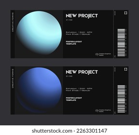 Colección de diseño de entradas modernas de arte estético degradado. Diseños de conjunto de plantillas con degradado digital borroso. Ilustración del vector