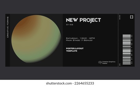 Diseño moderno de entradas para arte estético degradado. Diseño de plantilla con degradado digital difuminado que se asemeja a un planeta.