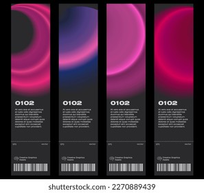 Gradient aesthetic art modern ticket design collection. Template set layouts with blurred digital gradient.