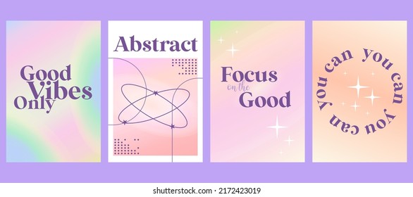 Gradient aesthetic good vibe poster, inspiring design horizontal abstract design. Fluid trend gradient background vector. Y2k aesthetic. Modern minimal cover. Linear pink flyer on soft background