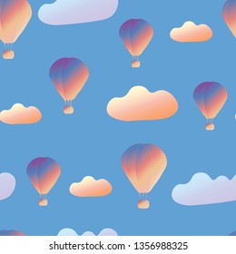 gradient air ballon blue seamless vector pattern. concept for print, web design, packing design 