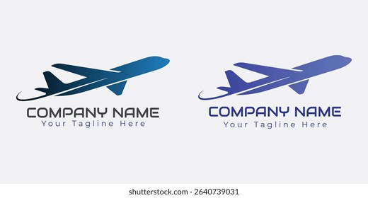 Gradient Airplane Logo Vector Set for Travel and Aviation Brands. Gradient airplane logo set. A professional collection of gradient-style airplane logos, perfect for aviation startups, travel agencies