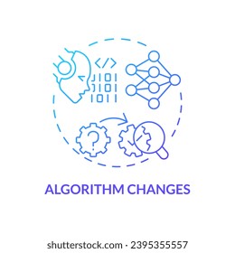 Gradient algorithm changes icon concept, isolated vector, AI for SEO thin line illustration.